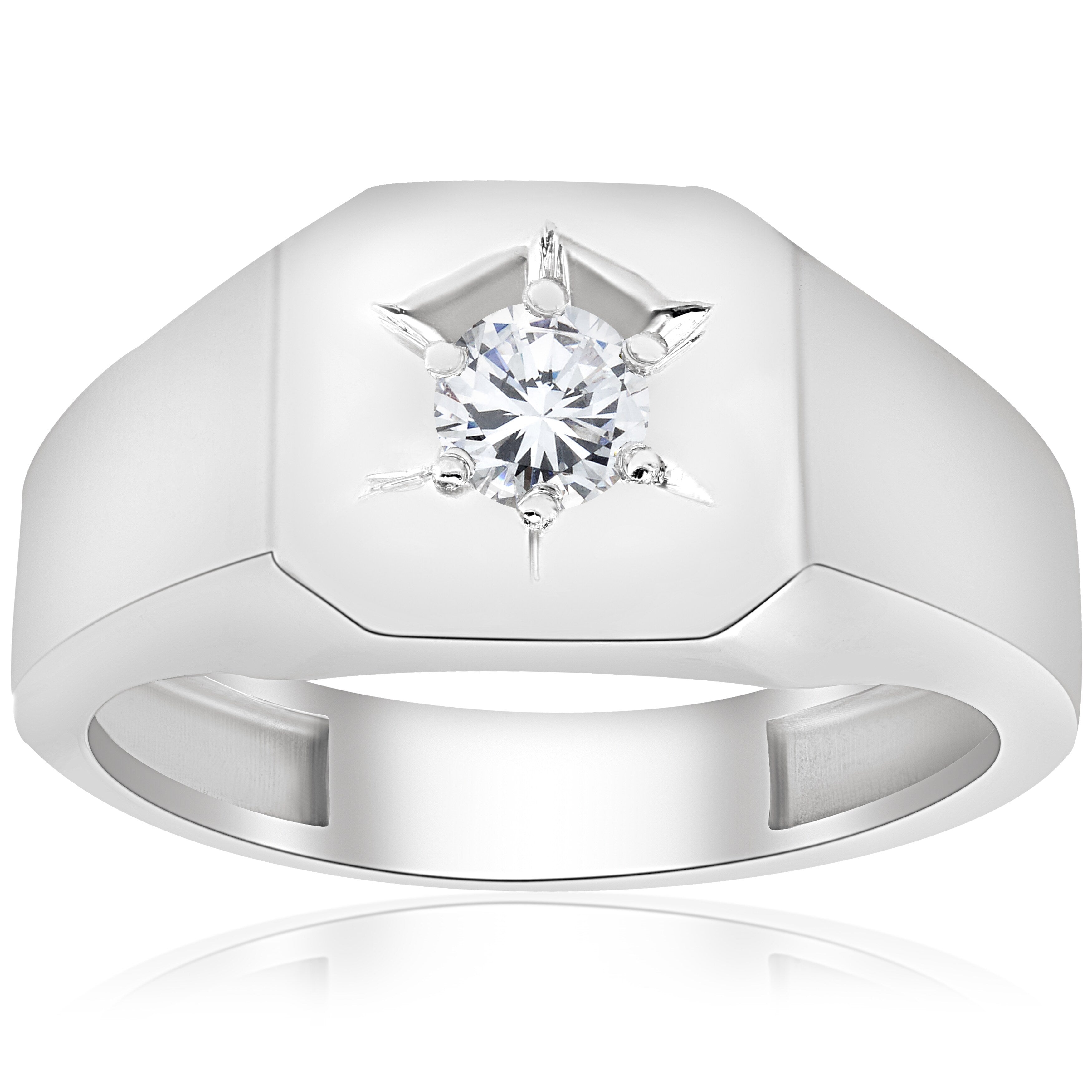 10K White Gold 1 6 Ct Tdw Diamond Mens Solitaire Engagement Wedding Ring I J I2 I3