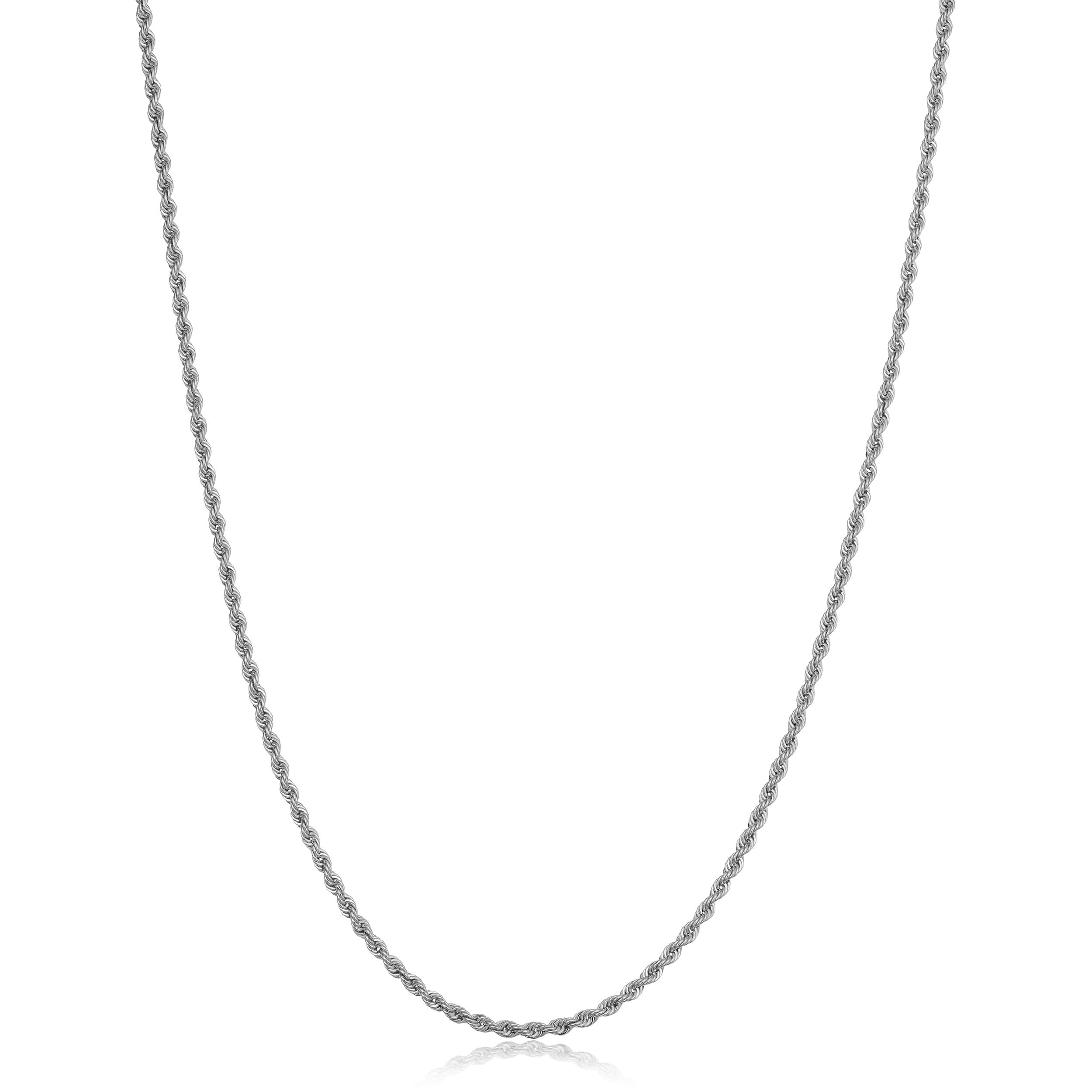 10K White Gold 1.5 Millimeter Rope Chain Necklace