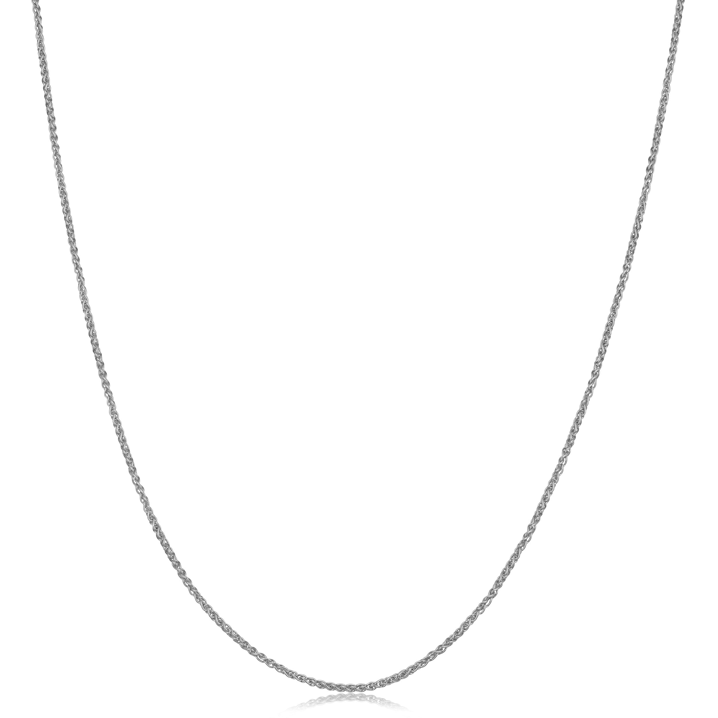 10K White Gold 16 24 Inch Round Wheat Chain