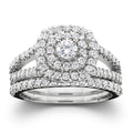 10K White Gold 1Ct Tdw Diamond Halo Wedding Ring Set