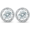 10K White Gold 2 1 5 Ct Tdw Halo Diamond Moissanite Studs Womens Earrings