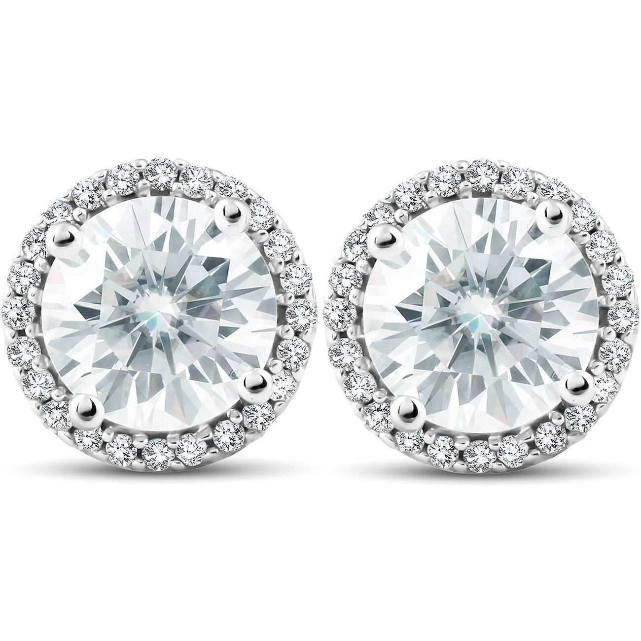 10K White Gold 2 1 5 Ct Tdw Halo Diamond Moissanite Studs Womens Earrings