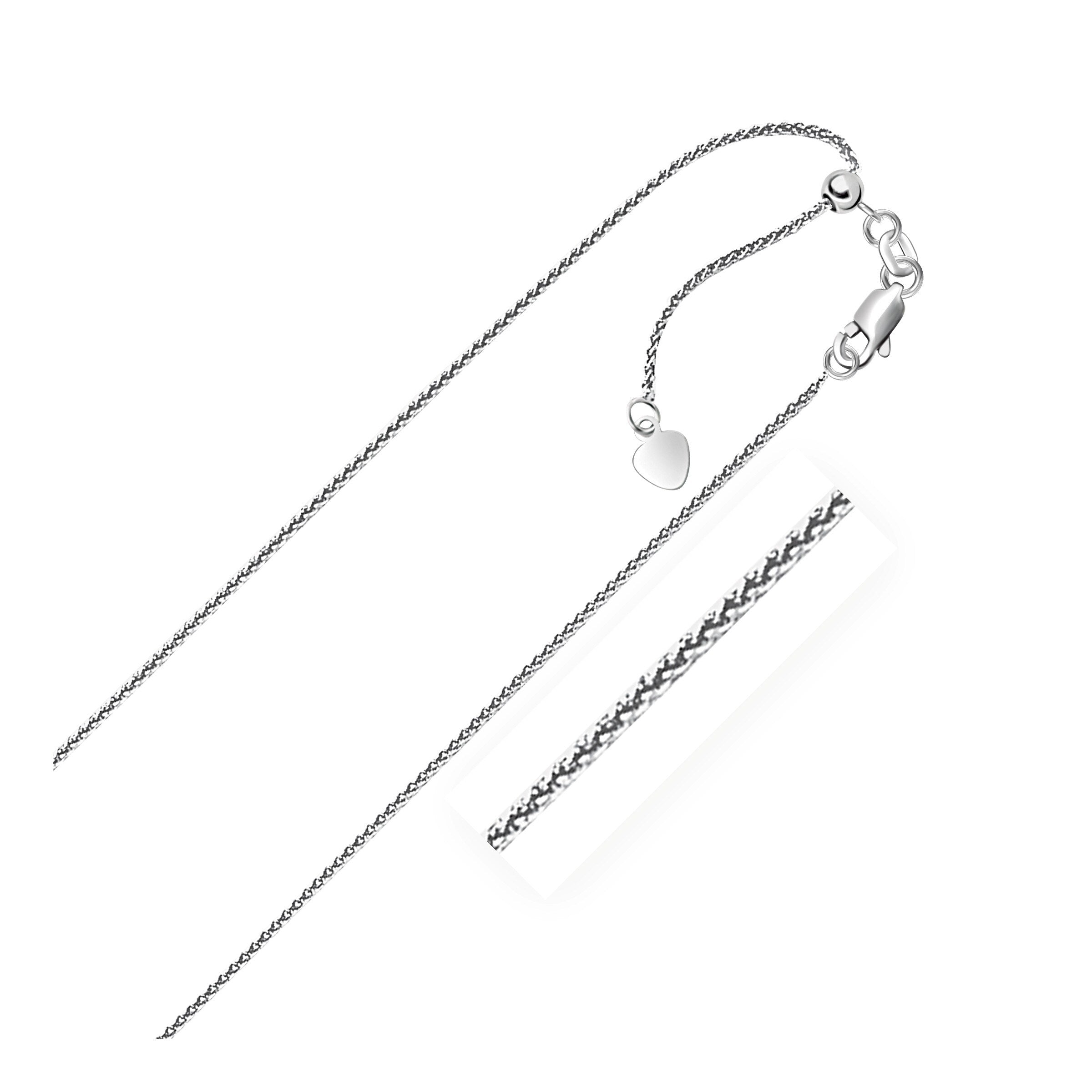 10K White Gold Adjustable Wheat Chain 1.0Mm