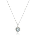 Pinctore 10K White Gold Aquamarine Heart Diamond Pendant Necklace 18 Blue