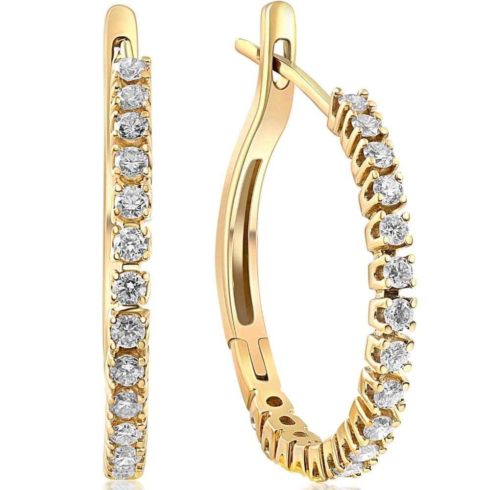 10K Yellow Gold 1 2 Ct Tdw Diamond Hoops