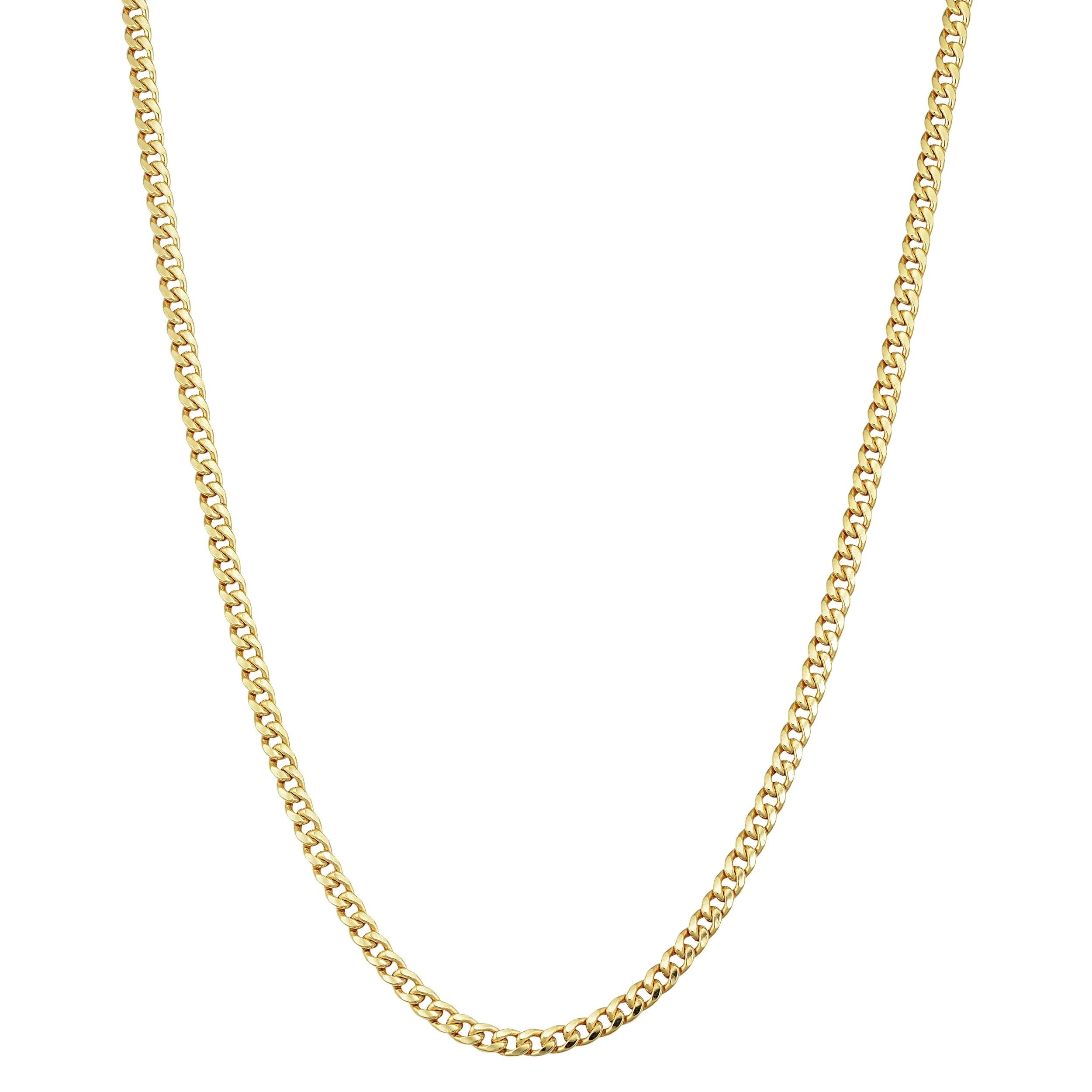 Fremada 10K Yellow Gold 2.9Mm Polished Semi Solid Miami Cuban Link Necklace 18 20 24 Inch