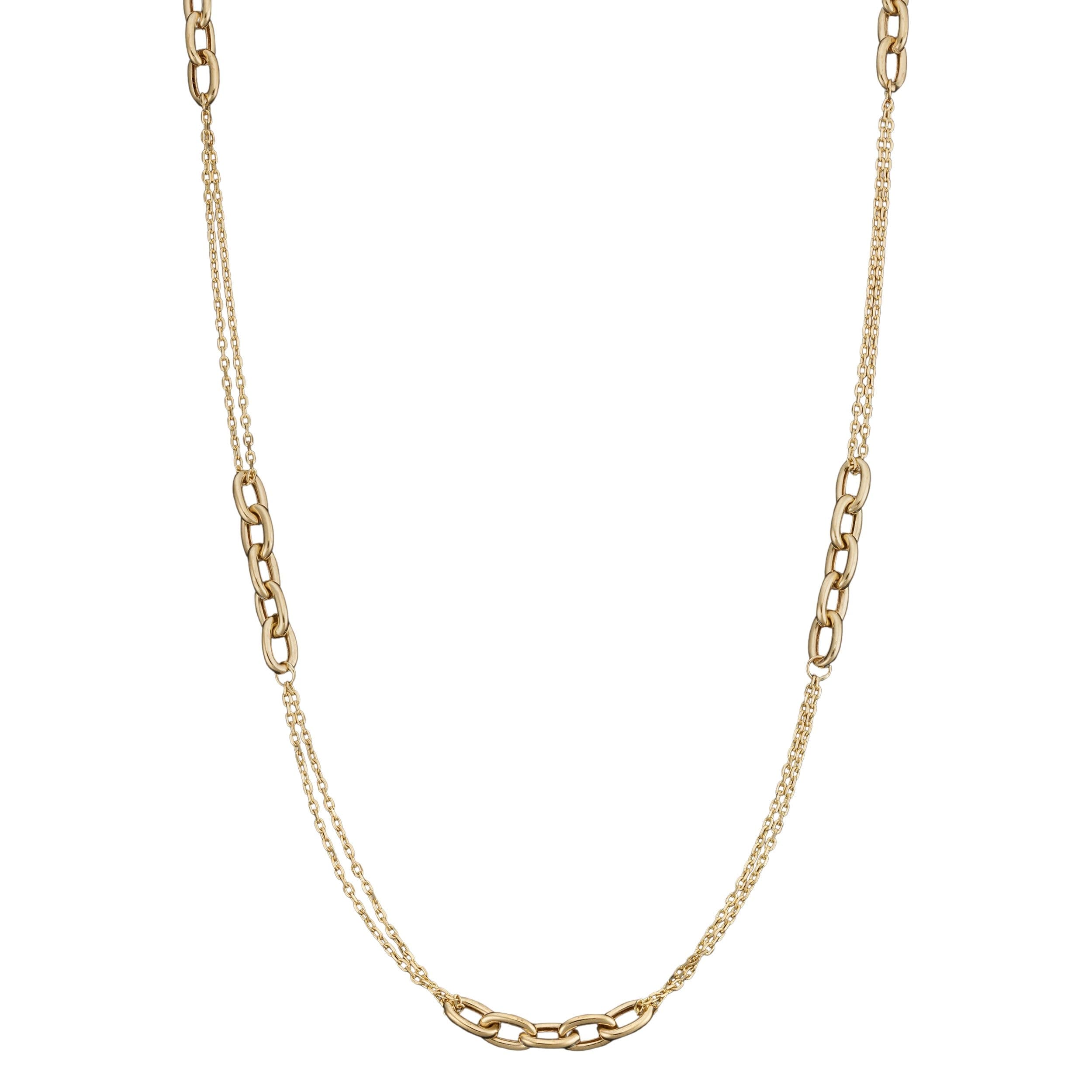 Fremada 10K Yellow Gold 5 Oval Fancy Link Station Necklace 18 Inch