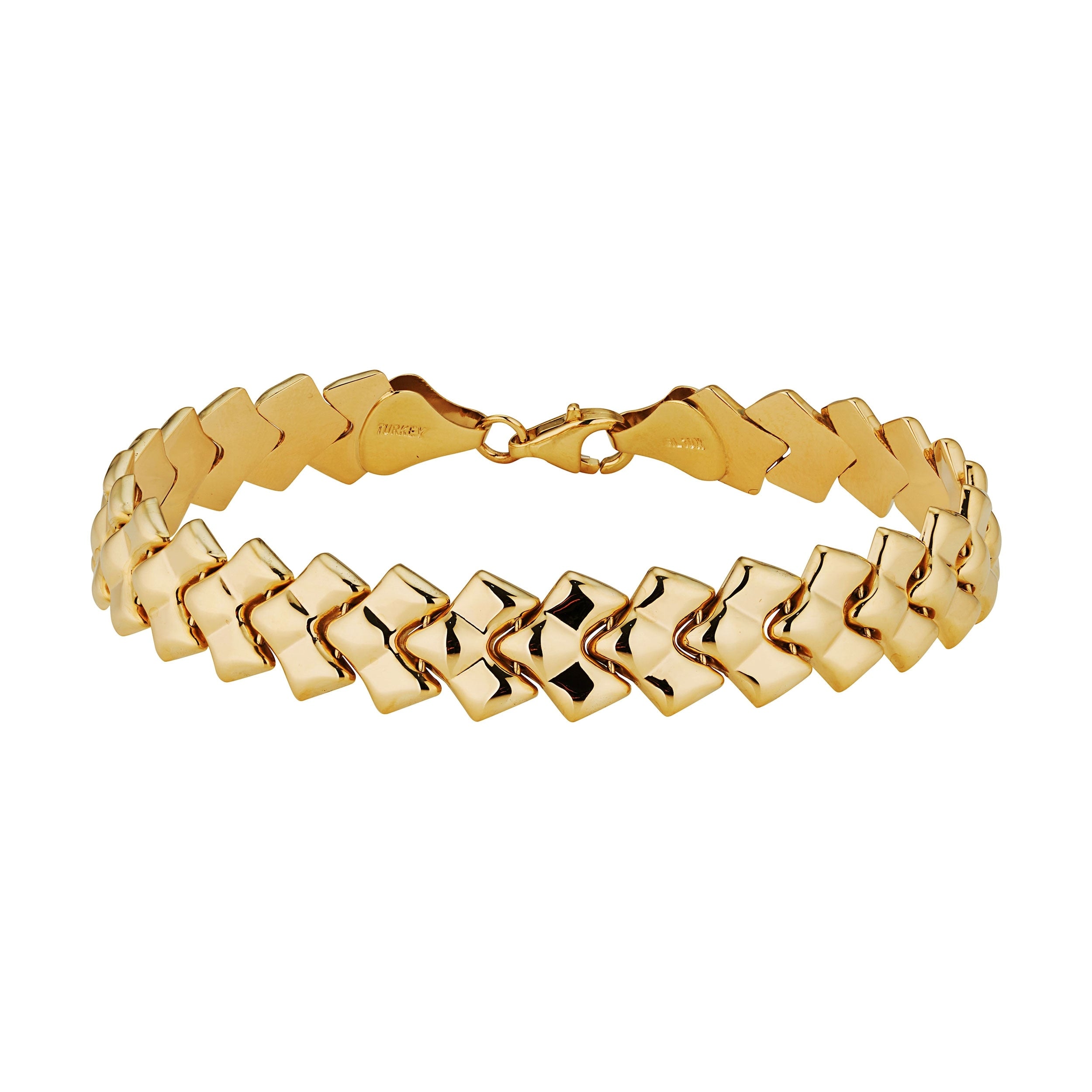 10K Yellow Gold 9.8Mm Diamond Shaped Stampato Bracelet 7.25 Icnhes