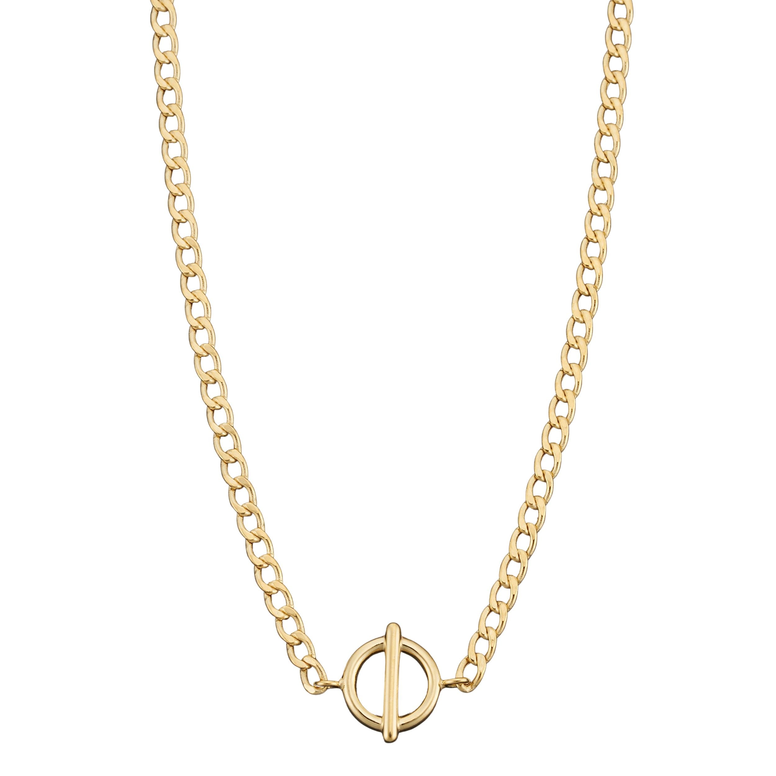 Fremada 10K Yellow Gold Circle Bar Adjustable Choker Necklace 15 To 17 Inch