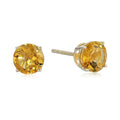 Pinctore 10K Yellow Gold Citrine Round Stud Earrings