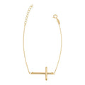10K Yellow Gold Cross Inline Adjustable Bracelet Adjusts To 6.5 And 7.5 Inches