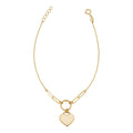 10K Yellow Gold Heart Dangle Adjustable Bracelet 7.75 Inches