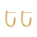 10K Yellow Gold Knife Edge J Hoop Earrings