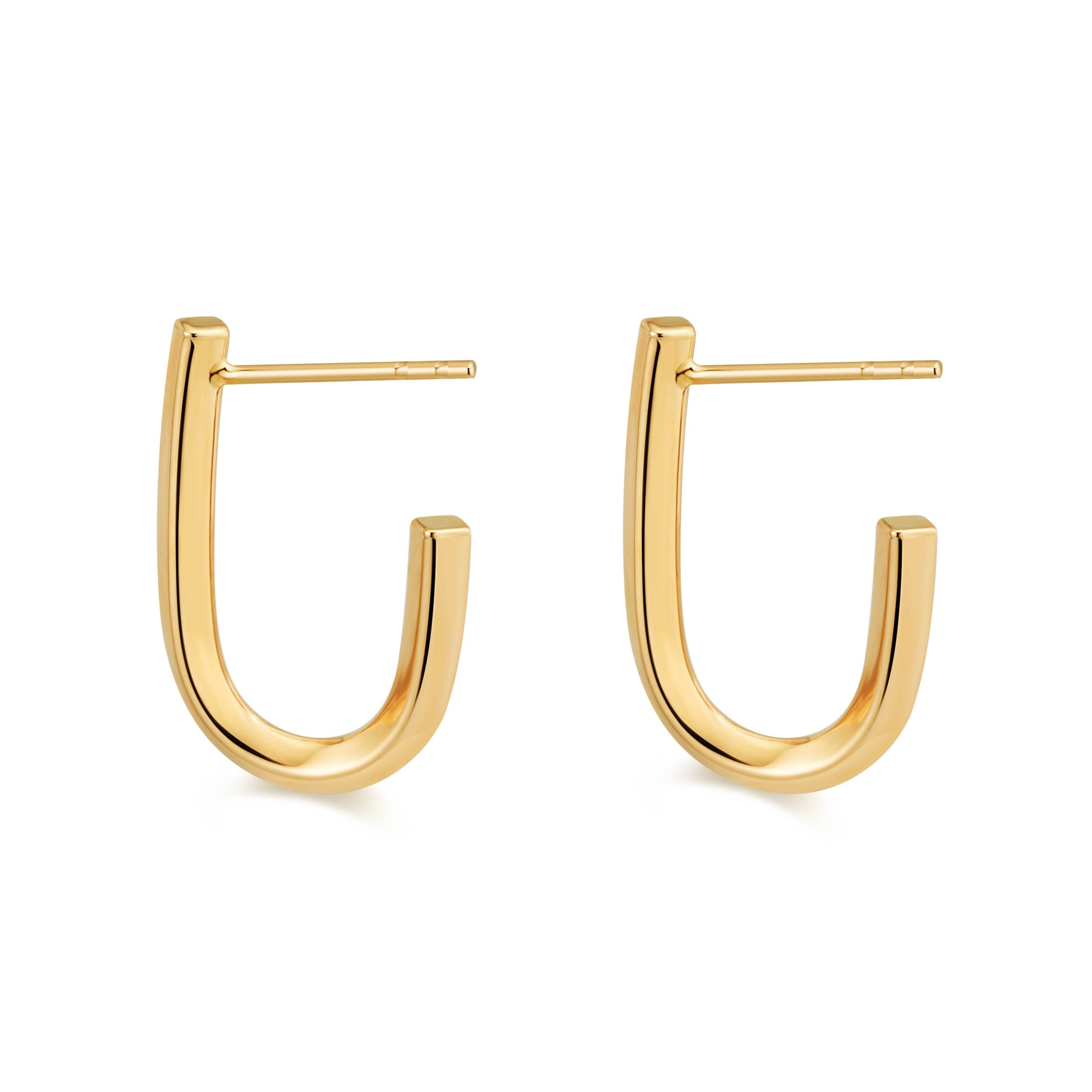 10K Yellow Gold Knife Edge J Hoop Earrings