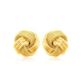 10K Yellow Gold Love Knot With Ridge Texture Earrings