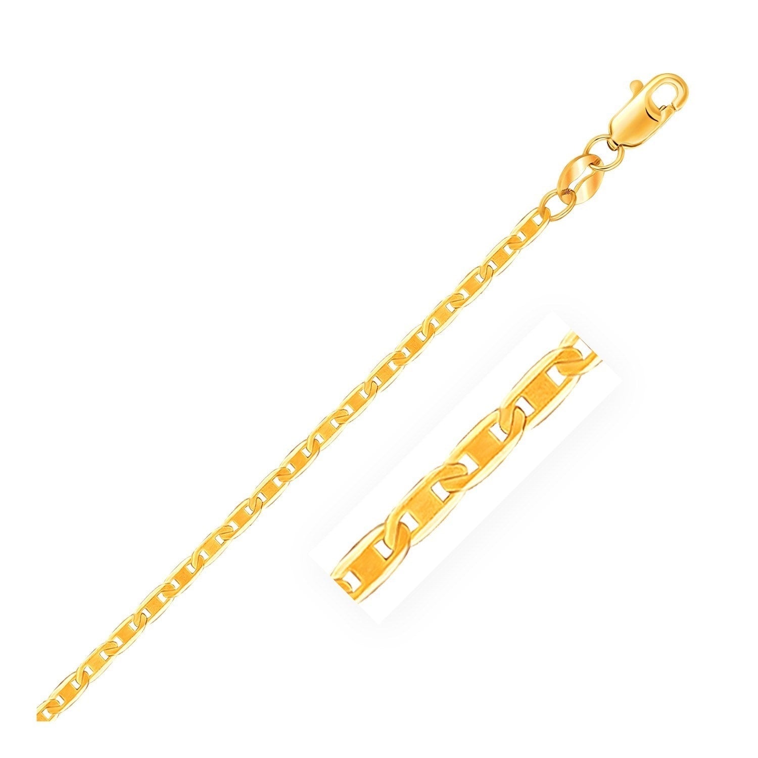 10K Yellow Gold Mariner Link Chain 1.7Mm