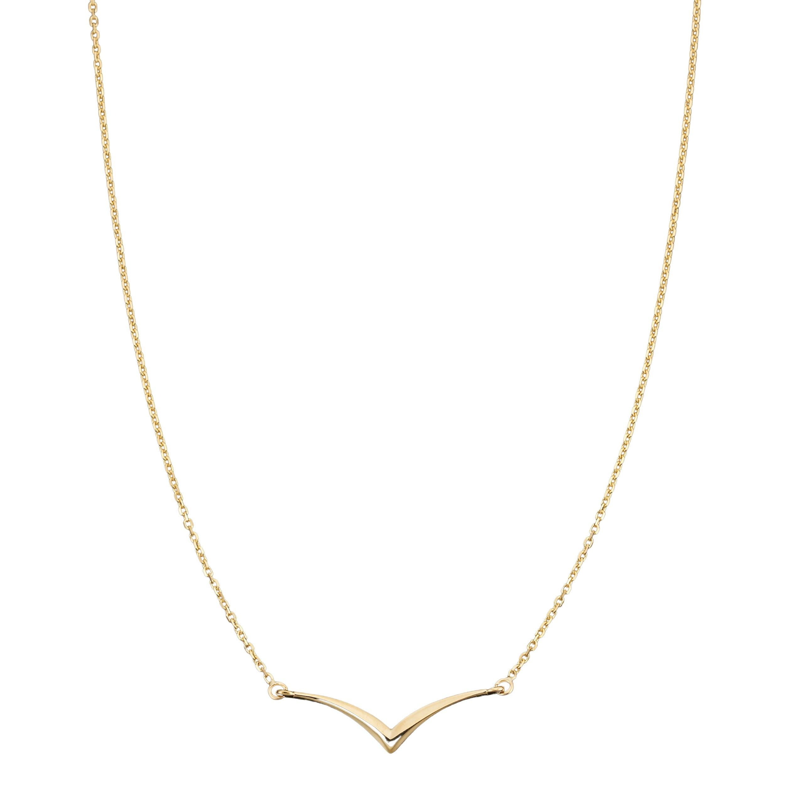 Fremada 10K Yellow Gold Minimalist Chevron Necklace 18 Inch
