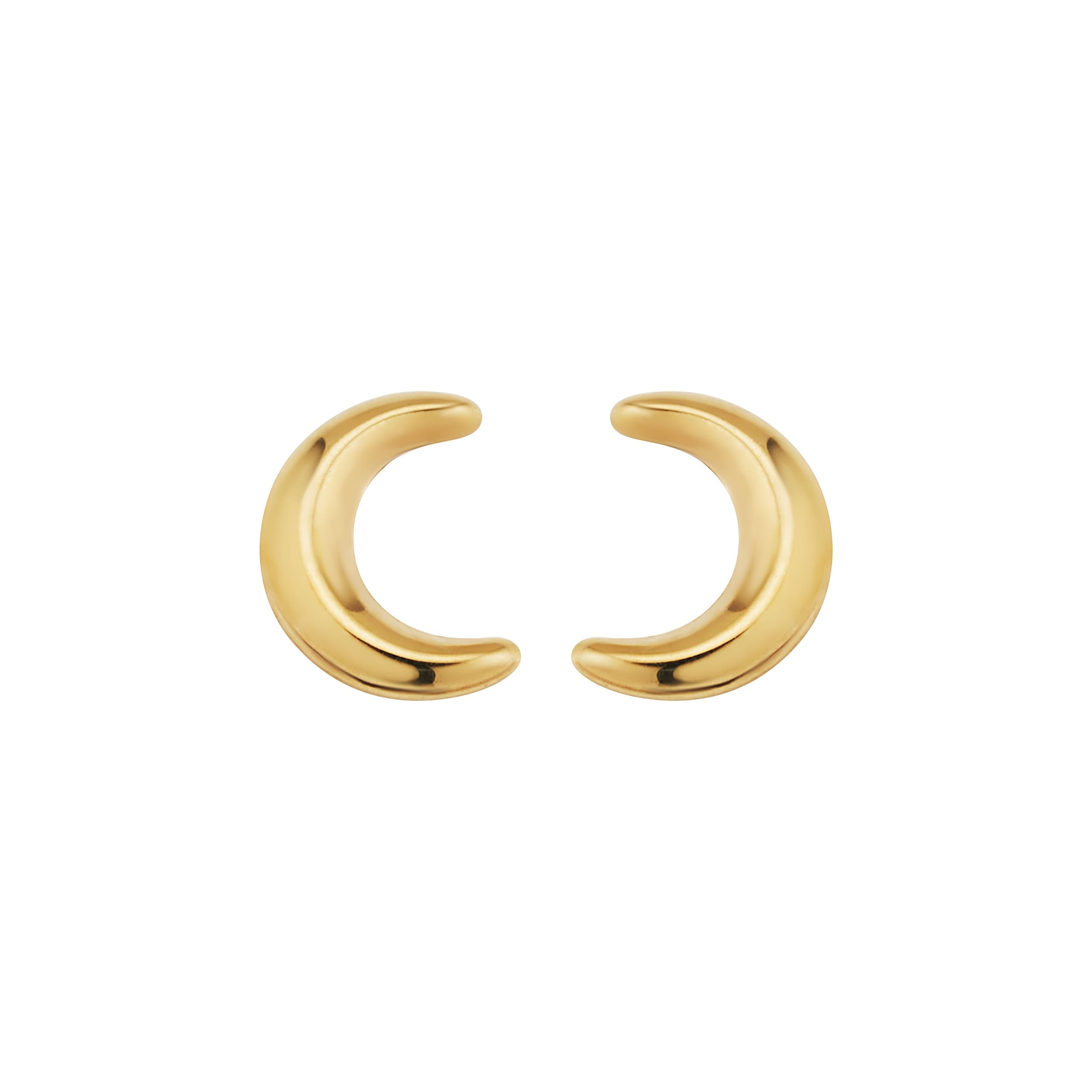 10K Yellow Gold Minimalist Half Moon Stud Earrings