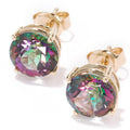 Pinctore 10K Yellow Gold Mystic Topaz Round Stud Earrings