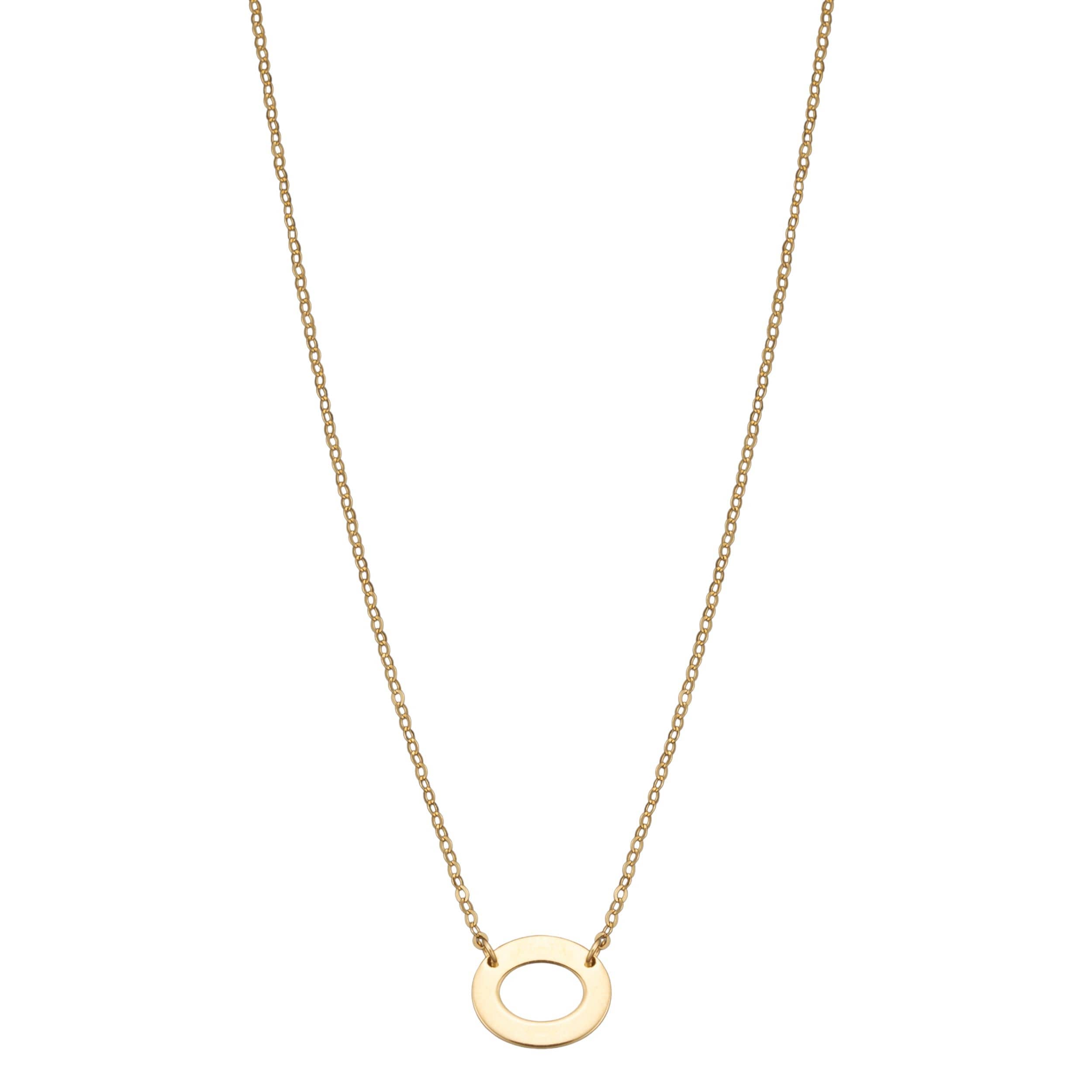 Fremada 10K Yellow Gold Petit Oval Charm Adjustable Necklace 16 To 18 Inch