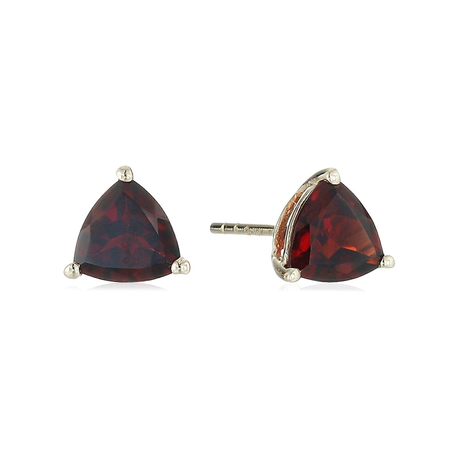 Pinctore 10K Yellow Gold Red Garnet Trillion Stud Earrings