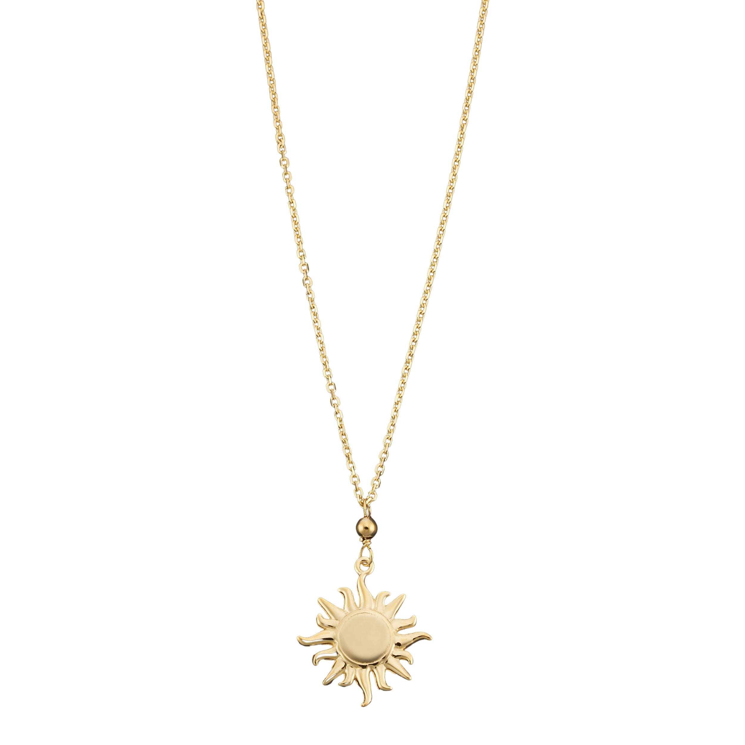 Fremada 10K Yellow Gold Sun Celestial Charm Adjustable Necklace 16 To 18 Inch