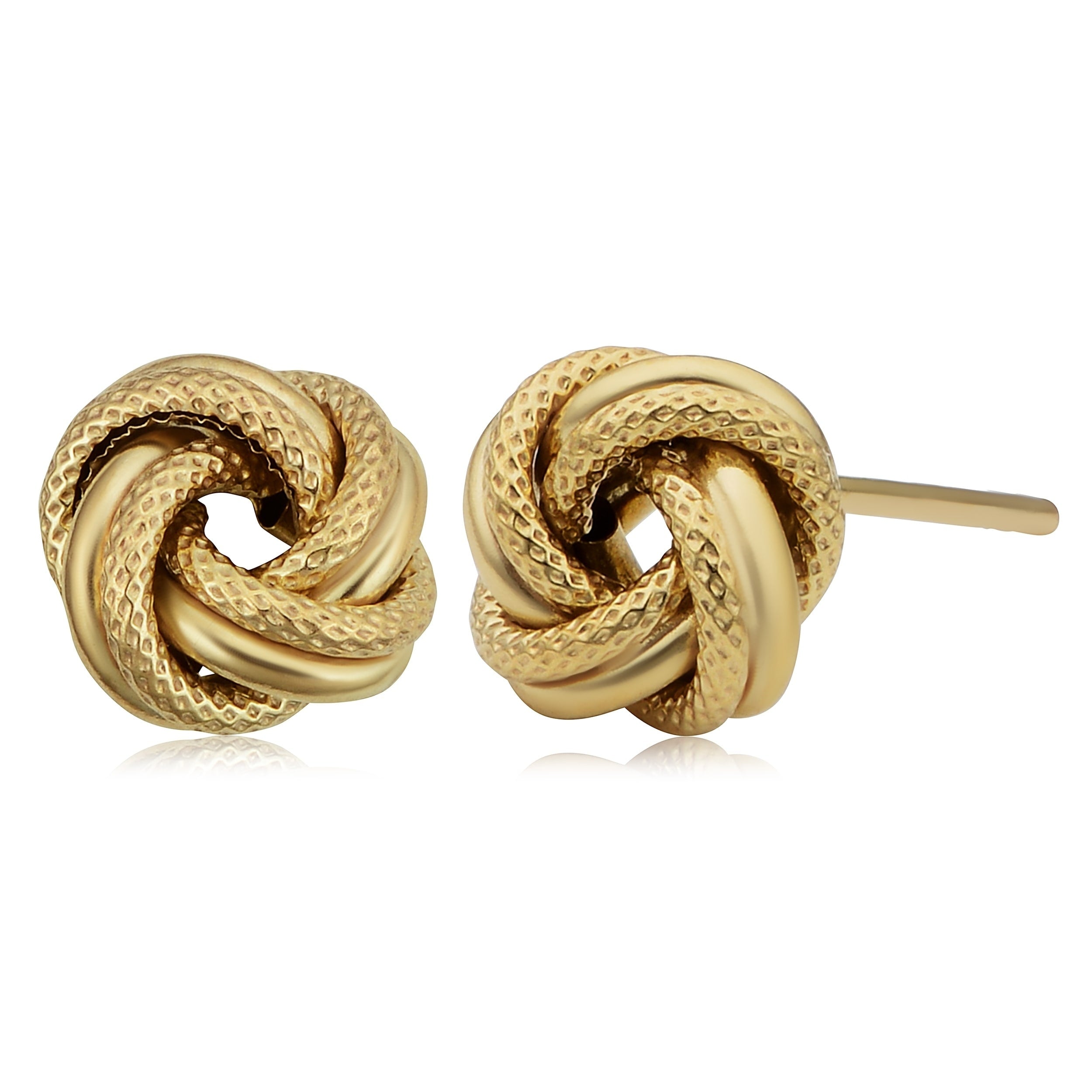 10K Yellow Gold Textured Polished Love Knot Earrings