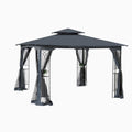 10X10 Outdoor Patio Gazebo Canopy Tent With Ventilated Double Roof And Mosquito Net Detachable Mesh Screen On All Sides