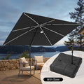 10X13Ft Outdoor Patio Cantilever Umbrella Solar Light Double Top 360 Rotation Tilt With Pull Rod Wheels Base