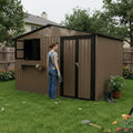 10X8 Ft Outdoor Metal Storage Shed With Window Flower Rack Lockable Double Doors Tool Shed Waterproof Weatherproof Garden Shed