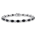 Miadora Sterling Silver Black Sapphire And Diamond Accent Birthstone Tennis Bracelet