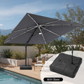 11 Ft Outdoor Patio Cantilever Umbrella Solar Lights Double Canopy 360 Rotation Tilt With Pull Rod Wheels Base