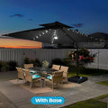 11 Ft Solar Powered Led Aluminum Patio Cantilever Umbrella 360 Degree Rotation With Weights Base