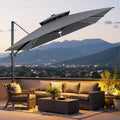 11 Ft Outdoor Solar Powered Led Patio Aluminum Cantilever Umbrella
