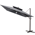 10 Ft Patio Cantilever Umbrella Outdoor Hanging Offset Umbrella With Crank And Cross Base Bronze Finish 500H Fadesafe Canopy