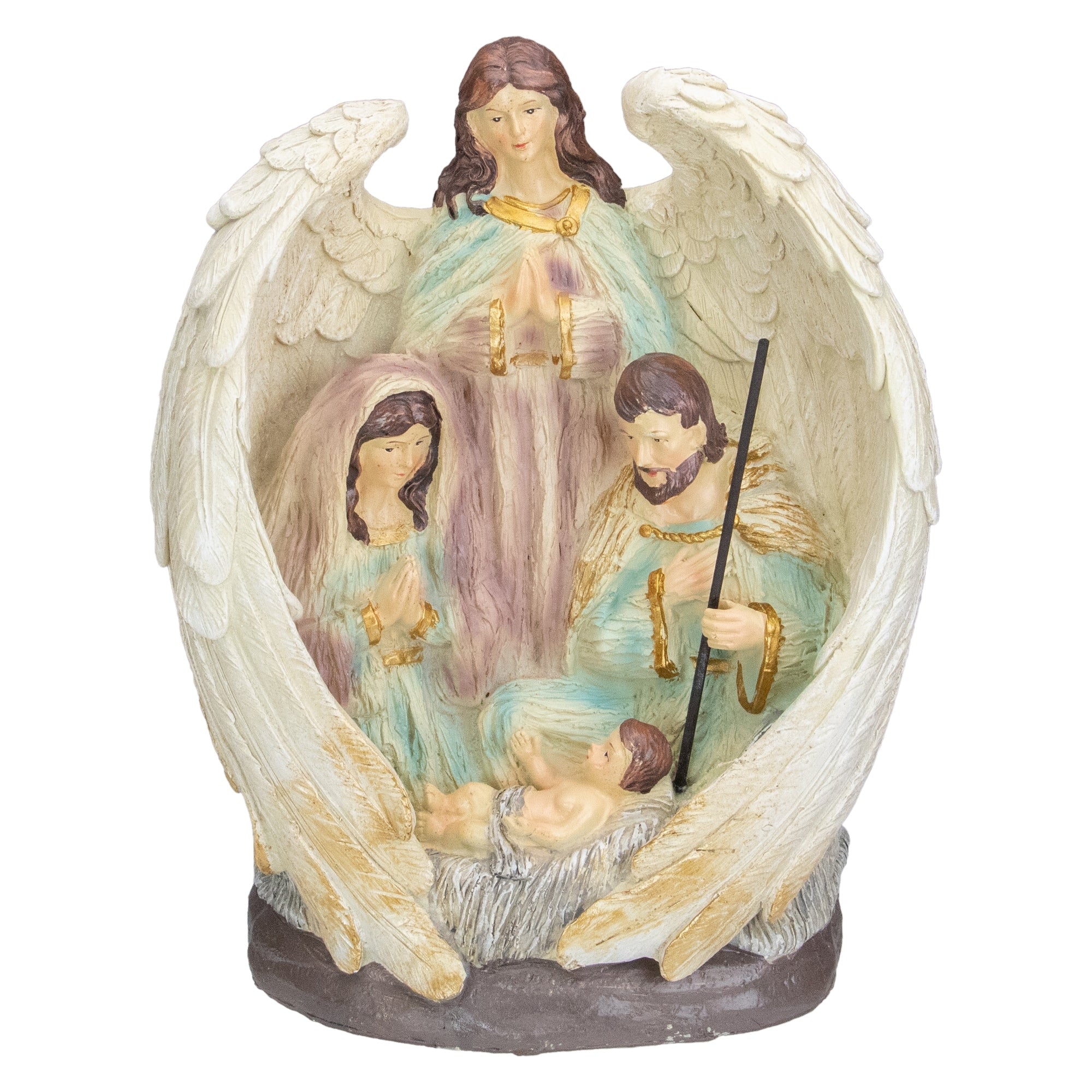 11.25 African American Holy Family And Angel Christmas Nativity Table Decoration