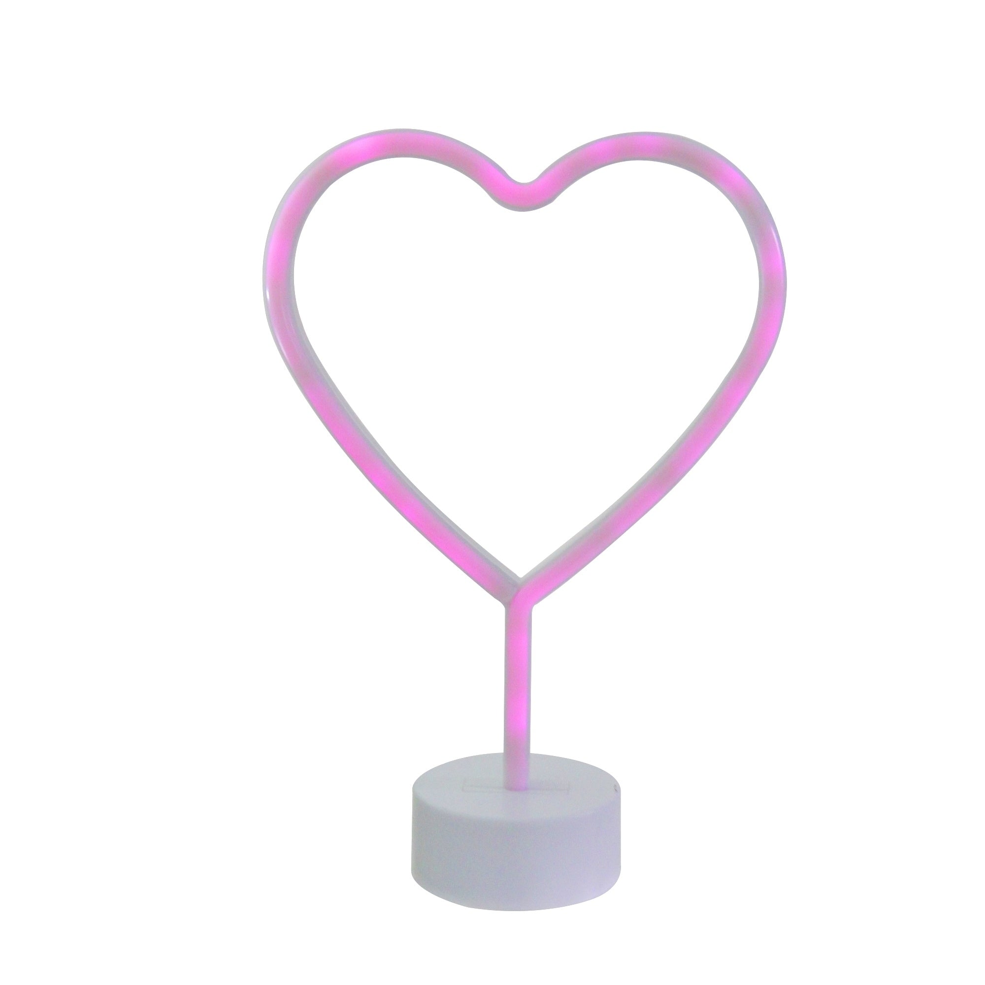 11.5 Battery Operated Neon Style Led Pink Valentines Day Heart Table Light