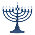 11.5 Inch Blue Star Of David Hanukkah Menorah Led Bulbs
