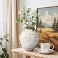 11.54 Rustic Gray Round Ceramic Vase Textured Accent For Home Decor