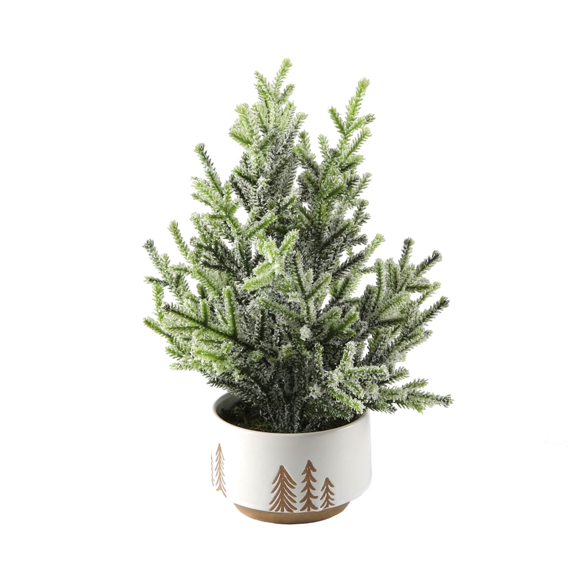 11.5 Frosted Xmas Tree In 4 Reversed Bowl Pot