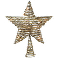 11.5 Natural Brown Rattan Star Christmas Tree Topper Clear Lights