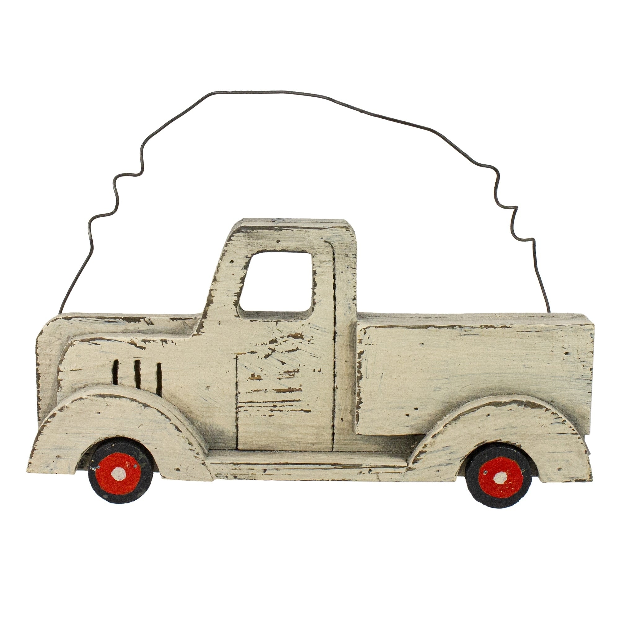 11.75 White Wooden Pick Up Truck Fall Harvest Wall Hanging N A