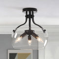 11.81 3 Light E12 Semi Flush Mount Ceiling Light Clear Glass Shade