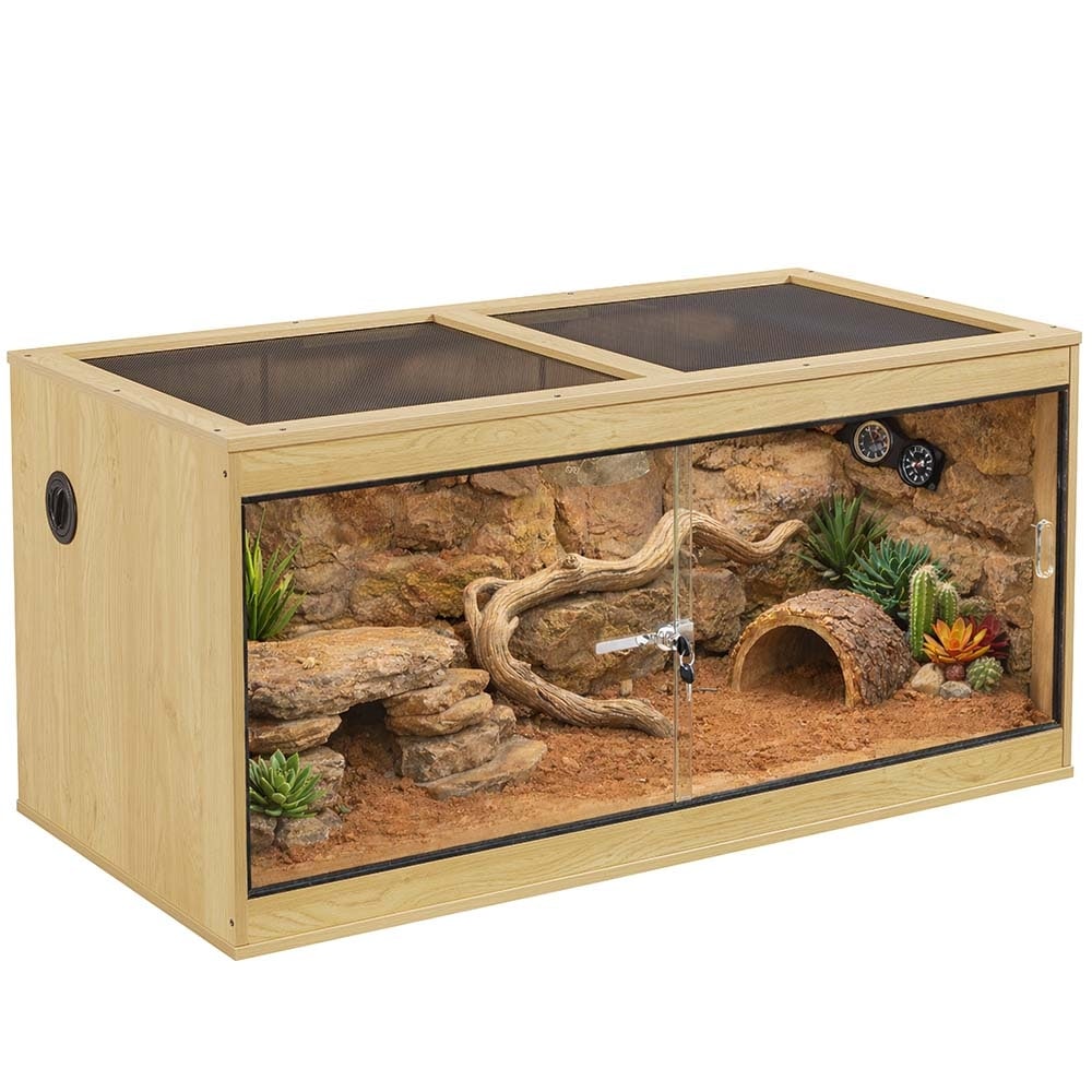 110 Gallon Reptile Terrarium Bearded Dragon Reptile Tank With Sliding Door Top Screen Ventilation 110 Gallon