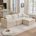 110 L Shaped Chenille Sectional Sofa With Ottoman No Assembly Required