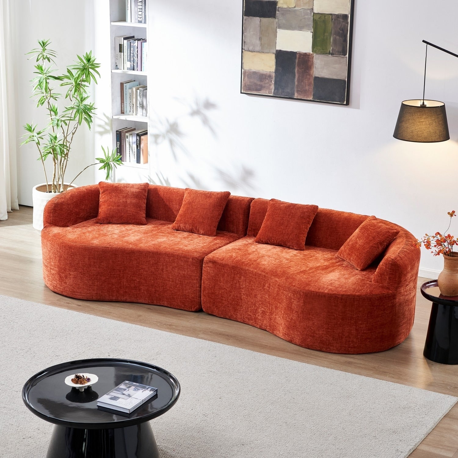 111.02 Curved Chenille Sectional Sofa No Assembly Required