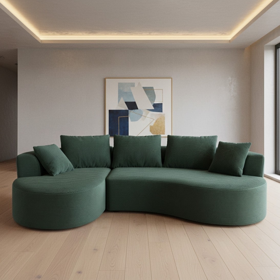 111.55 L Shaped Corduroy Sectional Sofa No Assembly Required