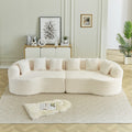 111.5 Corduroy Curved Sectional Sofa With Pillows No Assembly Required