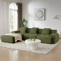 113 Modern L Shaped Corduroy Modular Sectional Sofa With Movable Ottoman