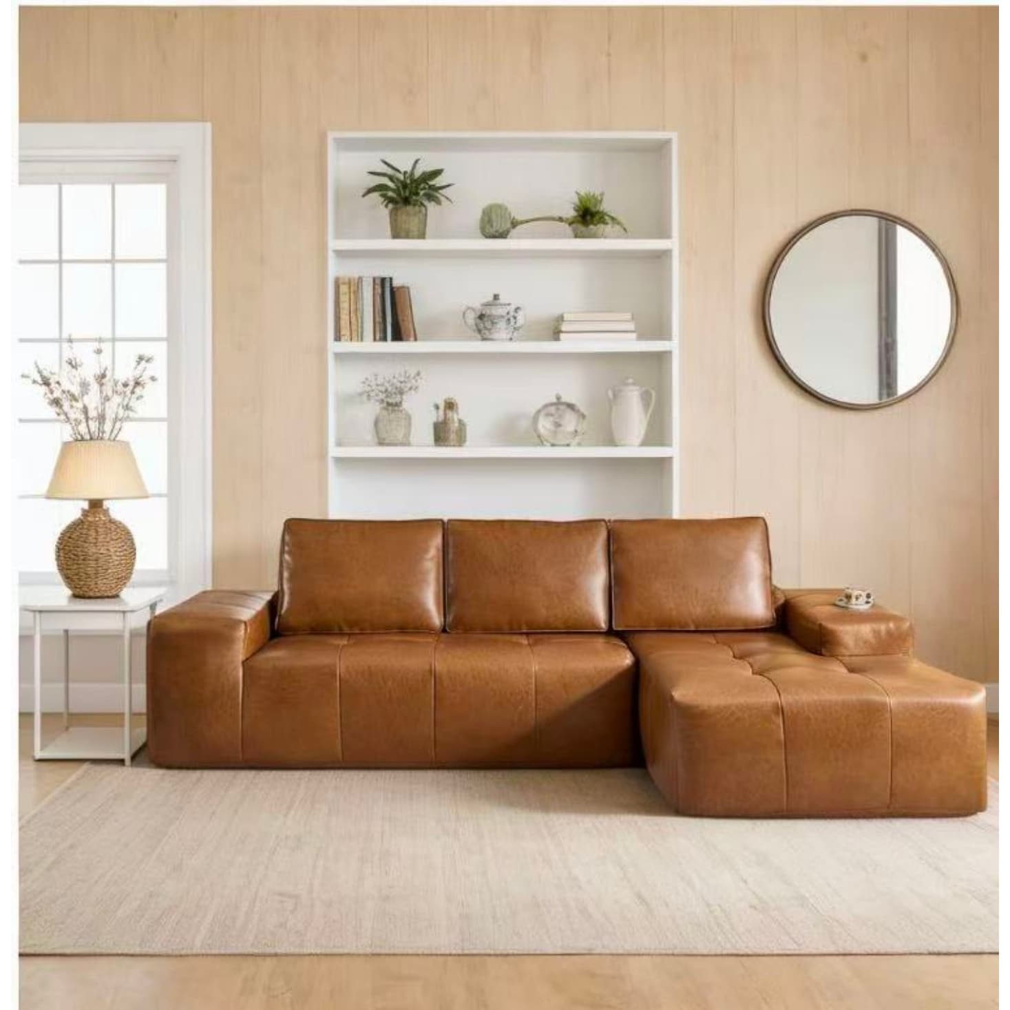 114.17 L Shaped Faux Leather Sectional Sofa No Assembly Required